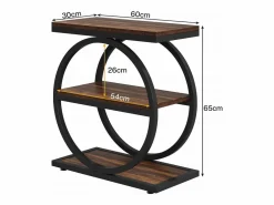 Tribesigns Tabla de apoyo estrecha de 3 niveles, Mesa de salón de madera con marco de metal negro, Mesa baja industrial para sofá