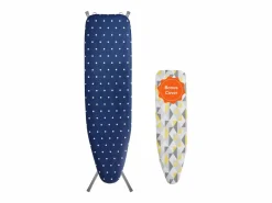 Online Tabla de Planchar SucceBuy, con Mesita de Almacenaje y Espesor de 4 Capas, Alturas Regulables Azul