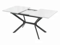 DripeX Tablero de comedor extensible 120/160 cm, 4 a 6 personas, en MDF y metal, mesa rectangular Blanco