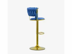 Online Taburete ajustable de metal dorado y terciopelo entrelazado Macaron - Marino Muebles De Bar|Taburete Alto