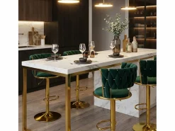 Sale Taburete ajustable de metal dorado y terciopelo entrelazado Macaron - oscuro Taburete Alto