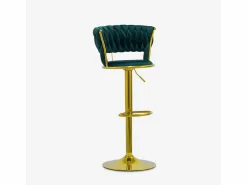 Sale Taburete ajustable de metal dorado y terciopelo entrelazado Macaron - oscuro Taburete Alto