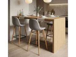 Discount AHD Taburete alto de bar cocina estilo nórdico en tela con respaldo Shona - claro Gris