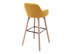 Vente-unique taburete alto de tela y patas madera de haya - Amarillo - ELEANA