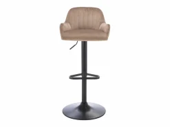 Vente-unique taburete alto de terciopelo y metal negro - Altura ajustable - - ELEANA