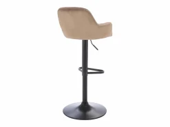Vente-unique taburete alto de terciopelo y metal negro - Altura ajustable - - ELEANA