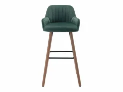Best Vente-unique taburete alto de terciopelo y metal efecto madera de haya - Verde oscuro - ELEANA Verde esmeralda