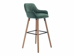 Best Vente-unique taburete alto de terciopelo y metal efecto madera de haya - Verde oscuro - ELEANA Verde esmeralda