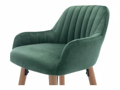 Best Vente-unique taburete alto de terciopelo y metal efecto madera de haya - Verde oscuro - ELEANA Verde esmeralda