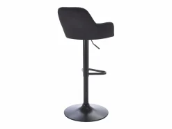 Vente-unique Taburete alto de terciopelo y metal - Altura ajustable - - ELEANA Negro