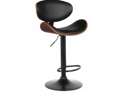 Vente-unique Taburete bar piel sintética negro Lote 2 MONTENEGRO Negro / Color natural oscuro