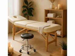 AHD Taburete con ruedas asiento de polipiel giratorio esteticista oficina Nabu -