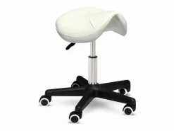 AHD Taburete con ruedas esteticista manicura pedicura cuero polipiel montura caballo Professional -