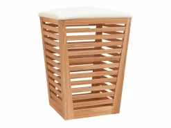 Hot Taburete de baño 40,5x40,5x56 cm Madera maciza de nogal Cesto De Ropa