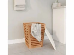 Hot Taburete de baño 40,5x40,5x56 cm Madera maciza de nogal Cesto De Ropa