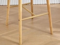 New Taburete de Bar con Respaldo y Reposabrazos - Pies en Roble, Asiento de Lino - Altura Fija 75 cm - Ideal para Mostrador, Isla de Cocina, Barra Verde