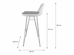 Outlet Sweeek Taburete de bar de metal y ratán, set de 2 Negro