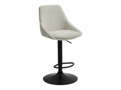 Vente-unique Taburete de bar de pana y metal negro - Altura ajustable - - MASURIE