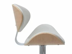 Vente-unique Taburete de bar de piel sintética - Altura ajustable - Natural claro y Blanco - MONTENEGRO