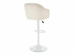 Best Vente-unique Taburete de bar de tela y metal - Altura regulable - y blanco - CARSTEN Crema