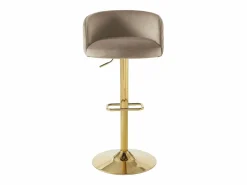 Vente-unique Taburete de bar de terciopelo y metal dorado - Altura ajustable - - PERLANITA