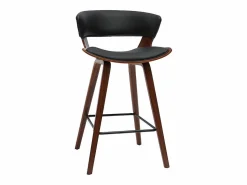Sale Miliboo Taburete de cocina de diseño negro con madera oscura 65 cm SYRAH Marru00f3n