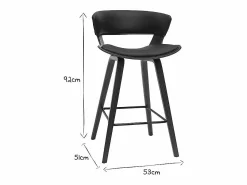 Sale Miliboo Taburete de cocina de diseño negro con madera oscura 65 cm SYRAH Marru00f3n