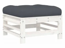Discount Taburete de jardín con cojín madera maciza de pino Reposapiés