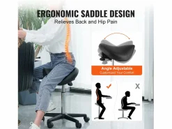 Taburete de Oficina SucceBuy Taburete de Asiento, Silla Rodante con Ruedas, Cuero PU Grueso