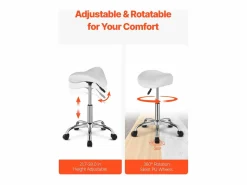 New Taburete de Oficina SucceBuy Taburete de Asiento con Ruedas en Cuero PU Ajustable en Altura Taburete De Oficina