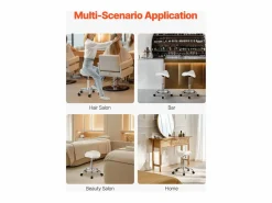 New Taburete de Oficina SucceBuy Taburete de Asiento con Ruedas en Cuero PU Ajustable en Altura Taburete De Oficina