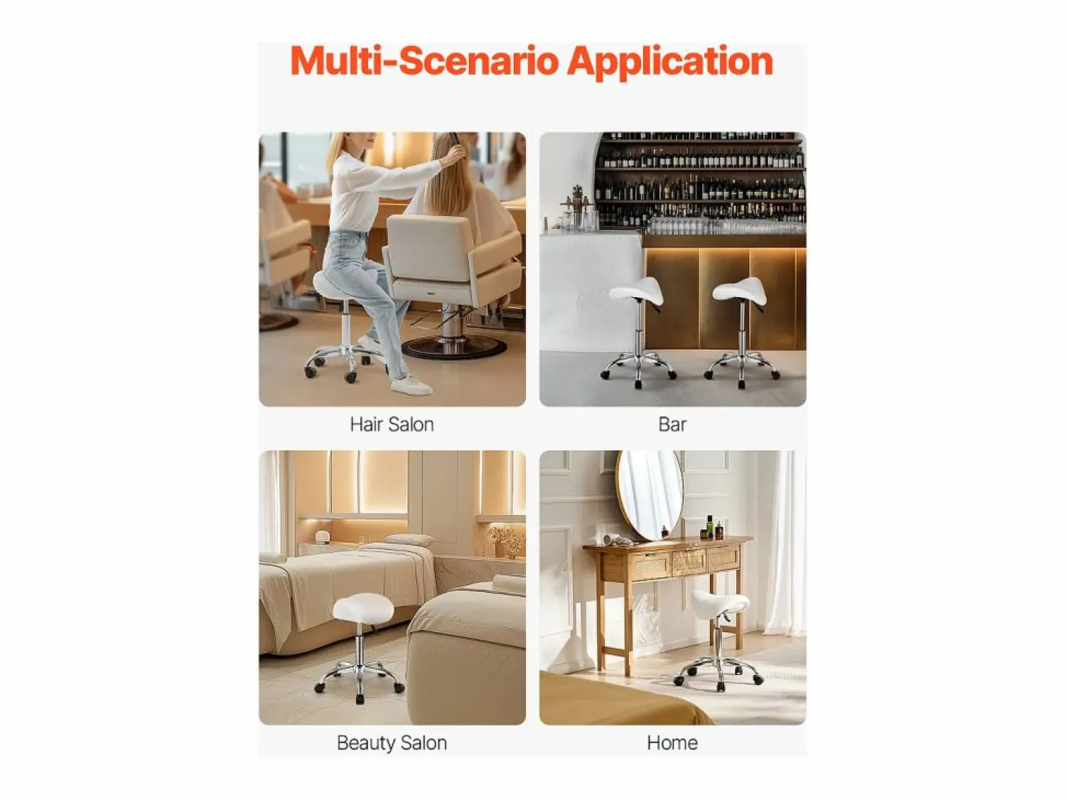 New Taburete de Oficina SucceBuy Taburete de Asiento con Ruedas en Cuero PU Ajustable en Altura Taburete De Oficina