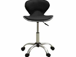 Discount Taburete de salón Spa Stool Black Faux Leather ES15287 Negro