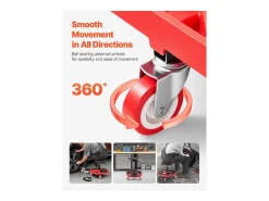 Sale Taburete de Taller, SucceBuy Taburete de Taller Móvil, Asiento de Mecánico con Ruedas, Capacidad 136 kg para Reparación y Mantenimiento de Automóviles, y Rojo Negro