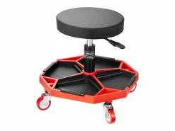 Sale Taburete de Taller, SucceBuy Taburete de Taller Móvil, Asiento de Mecánico con Ruedas, Capacidad 136 kg para Reparación y Mantenimiento de Automóviles, y Rojo Negro