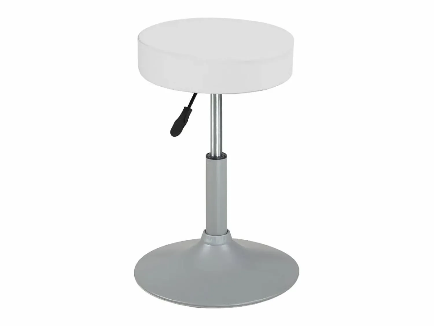 Sale Taburete de trabajo de cuero sintético redondo, acolchado de espuma de alta densidad, giratorio, altura ajustable YU (blanco gris) Taburete De Oficina