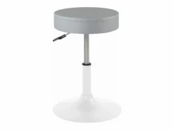Discount Kayelles Taburete de trabajo de cuero sintético redondo, acolchado de espuma de alta densidad, giratorio, altura ajustable YU (gris blanco) Gris / Blanco