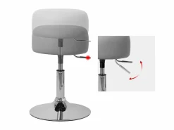 Discount ML-DESIGN Taburete de trabajo redondo de cuero regulable en altura Gris claro