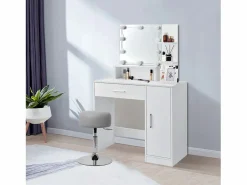 Discount ML-DESIGN Taburete de trabajo redondo de cuero regulable en altura Gris claro