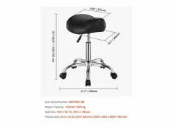 Discount Taburete Ergonómico Tipo Silla de Montar, SucceBuy, Ajustable, de Cuero Sintético con Ruedas, Color Taburete De Oficina