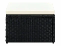 Discount Taburete otomana poli ratán 53x53x30 cm ES951357 Negro