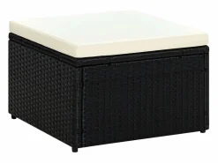 Discount Taburete otomana poli ratán 53x53x30 cm ES951357 Negro