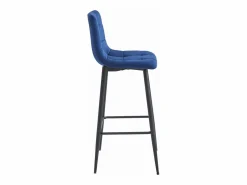 Outlet Taburete Valora TEOTO de terciopelo azul marino con patas negras para cocina (x2) Azul oscuro
