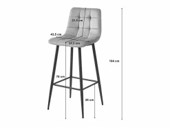 Outlet Taburete Valora TEOTO de terciopelo azul marino con patas negras para cocina (x2) Azul oscuro