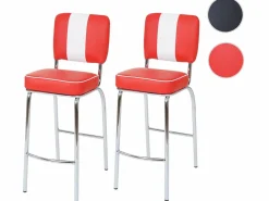 Clearance MCW Taburetes de bar Akita (juego de 2), rojo y blanco Rojo / Blanco