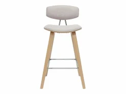 Online Miliboo Taburetes de bar de diseño de terciopelo texturizado y madera clara de 69 cm de altura (juego de 2) VASCO Beige