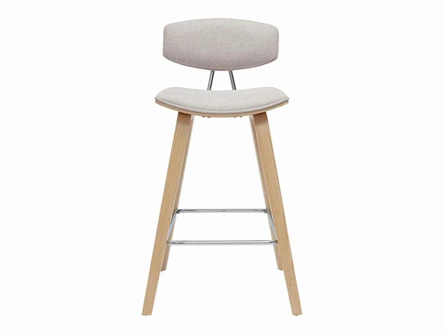 Online Miliboo Taburetes de bar de diseño de terciopelo texturizado y madera clara de 69 cm de altura (juego de 2) VASCO Beige