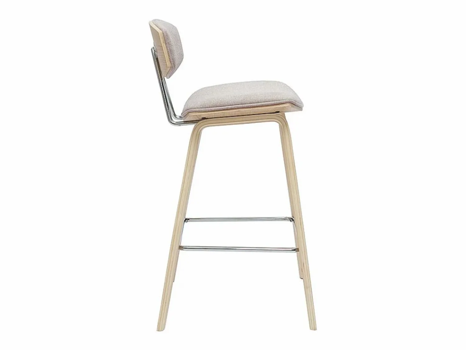 Online Miliboo Taburetes de bar de diseño de terciopelo texturizado y madera clara de 69 cm de altura (juego de 2) VASCO Beige