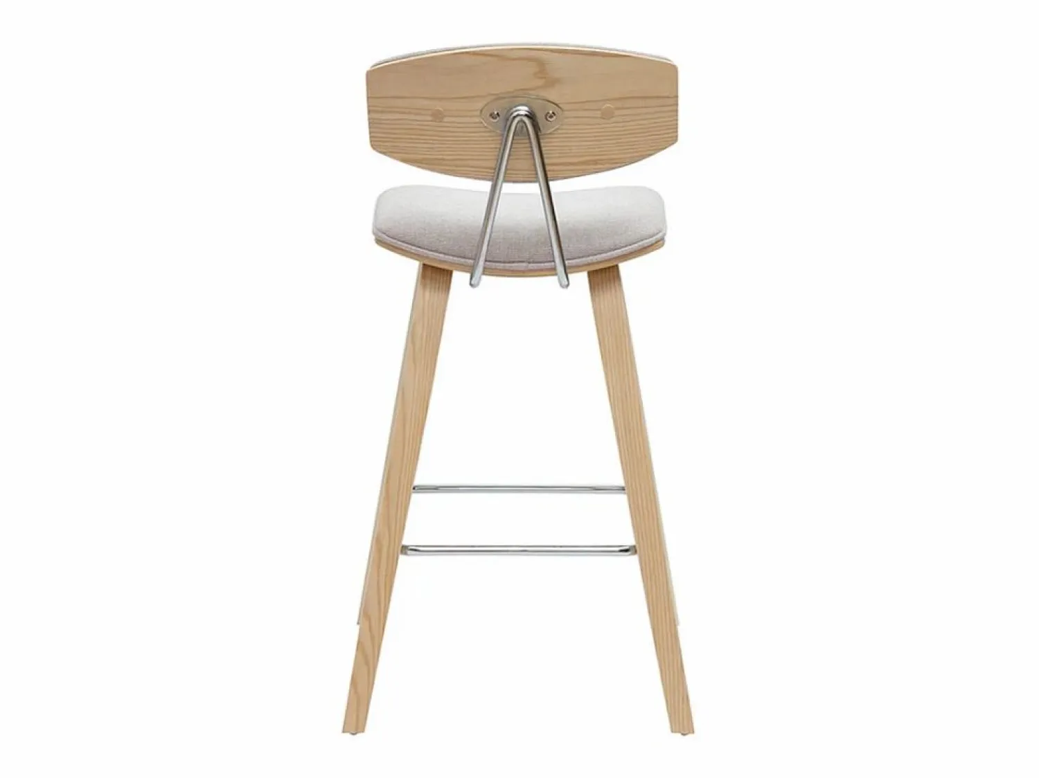 Online Miliboo Taburetes de bar de diseño de terciopelo texturizado y madera clara de 69 cm de altura (juego de 2) VASCO Beige