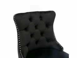 KOMHTOM Taburetes de bar tapizados, juego de 2. Con remaches decorativos y patas de madera. Adornos cromados con remaches. Tapizado de terciopelo .